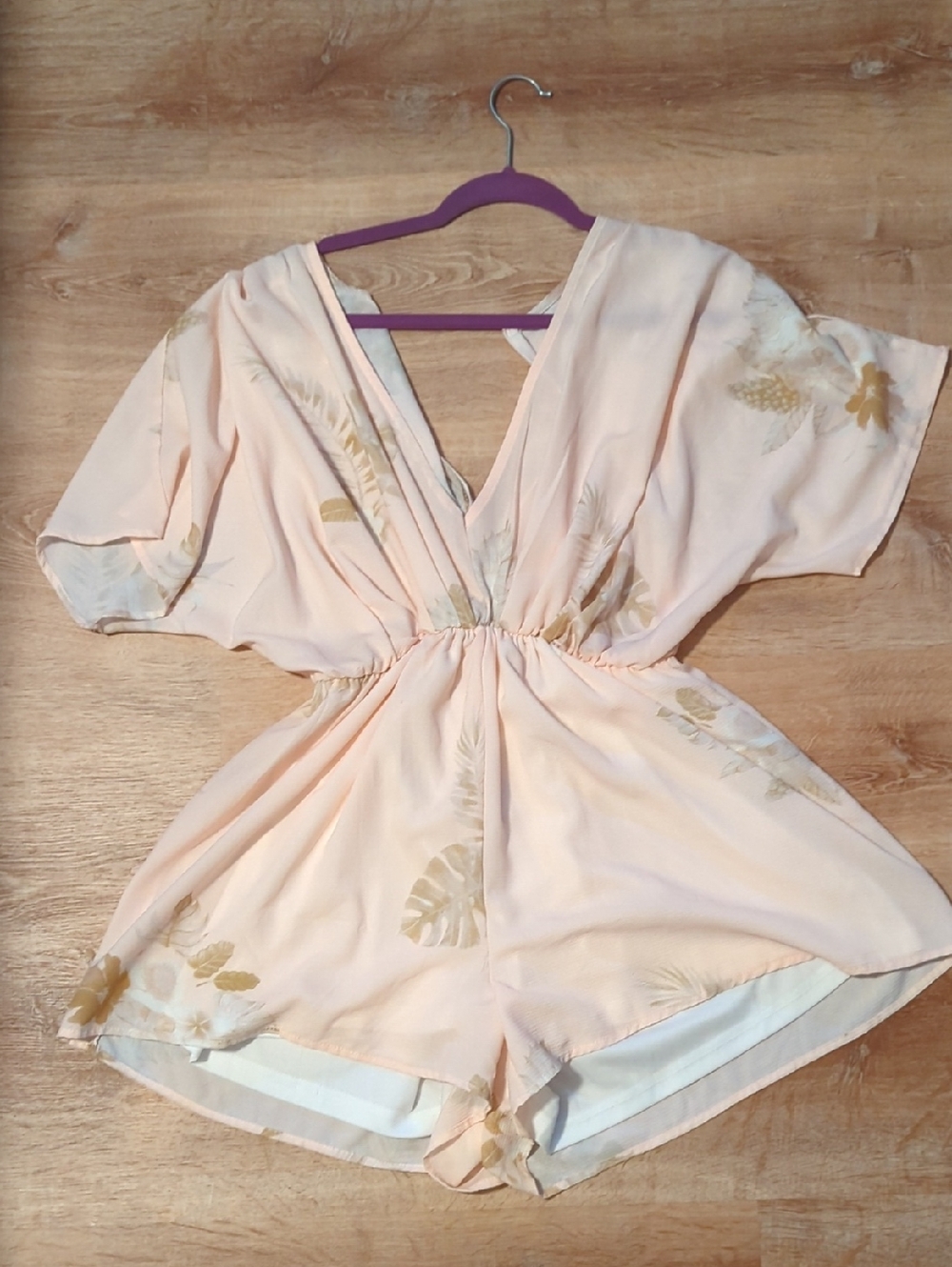 Peach Floral V-Neck Romper